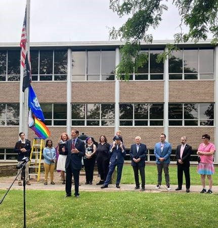 U.S. Senator Richard Blumenthal (D-CT) joined a Pride flag raising event in Middletown with local leaders and activists. 